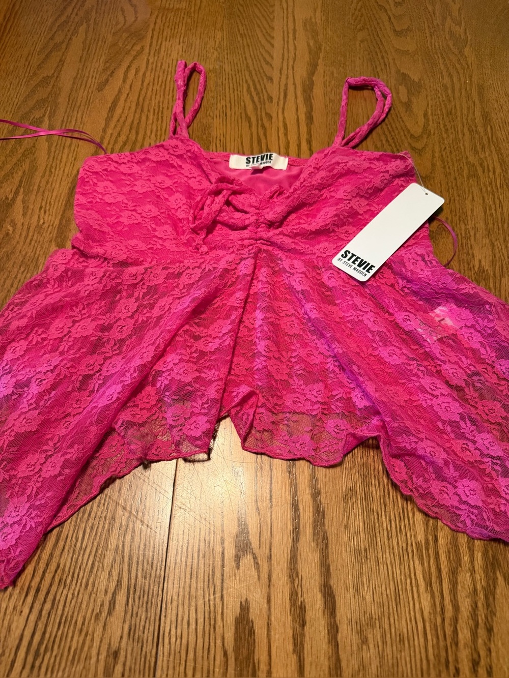 Steve Madden Sheer Lace Tank Large NWT